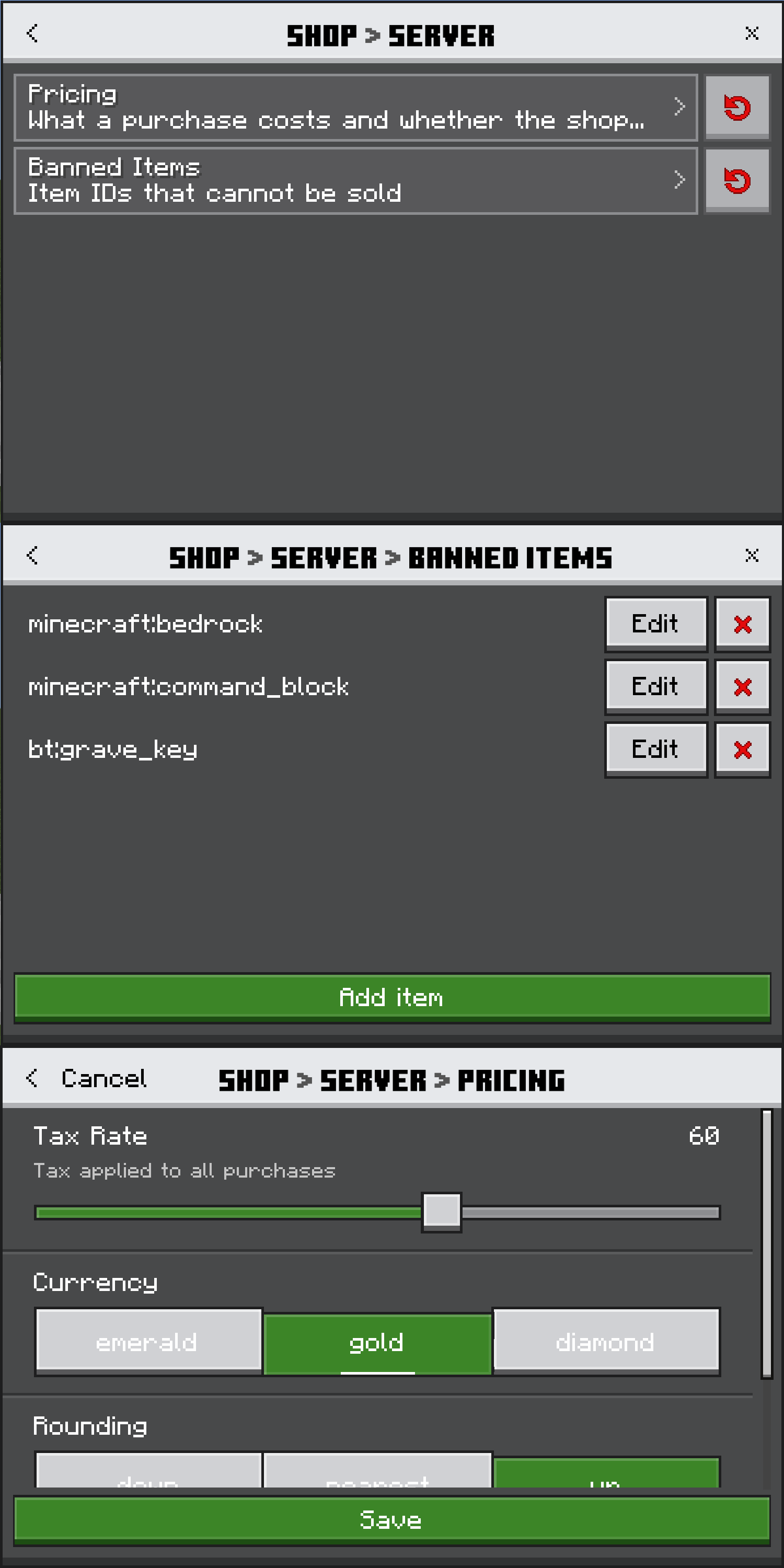 An addon's settings screen, built from its config schema
